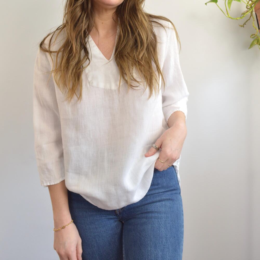 white pure linen vintage cynthia rowley blouse